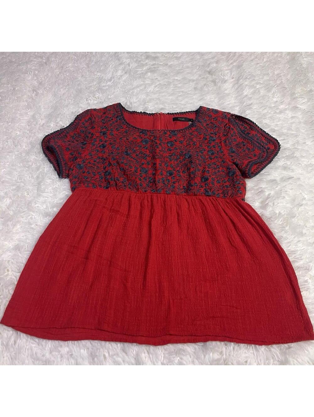 Anthropologie THML Mexican Embroidered Top Blouse Medium